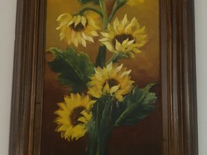 Cuadro Tema Girasoles Con Marco En Madera