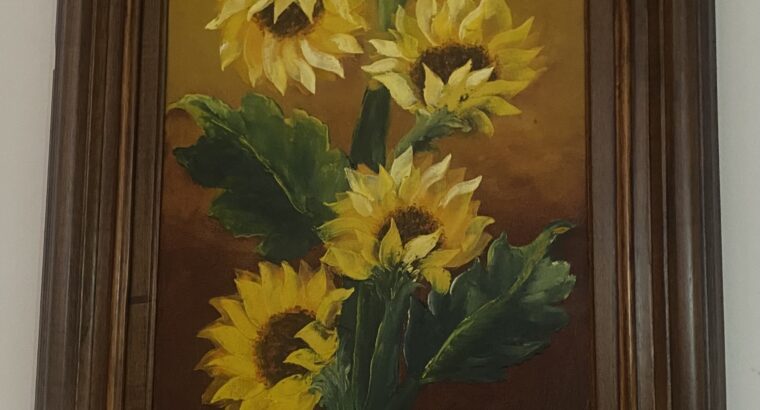Cuadro Tema Girasoles Con Marco En Madera