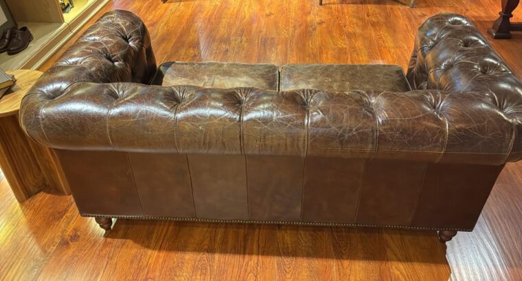 Sofá De 2 Puestos Chesterfield En Cuero Color Miel
