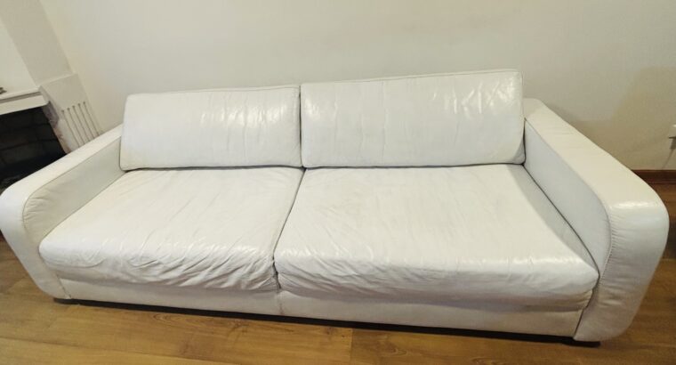 Sofá De 3 Puestos Blanco En Cuero