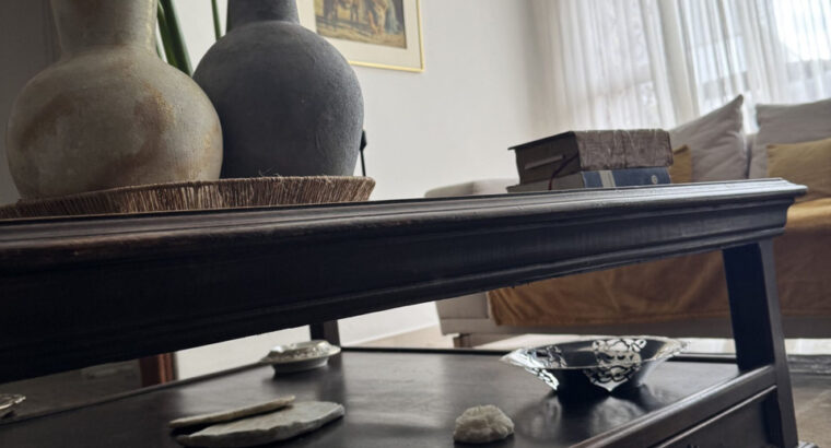 Mesa De Centro En Madera Y Vidrio Con Cajones