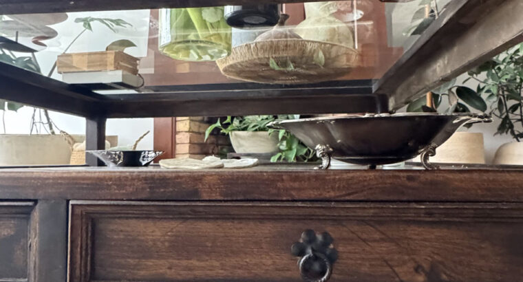 Mesa De Centro En Madera Y Vidrio Con Cajones