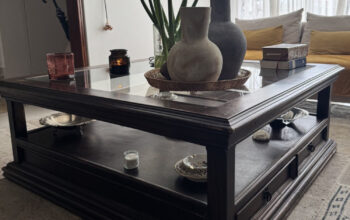 Mesa De Centro En Madera Y Vidrio Con Cajones