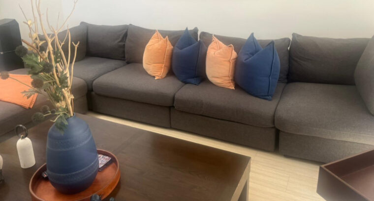 Muebles de Sala Sofá Modular En L Y Mesa De Centro