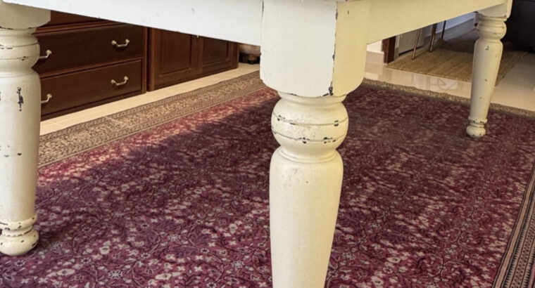 Mesa De Comedor Blanca En Madera De 6 a 8 Puestos