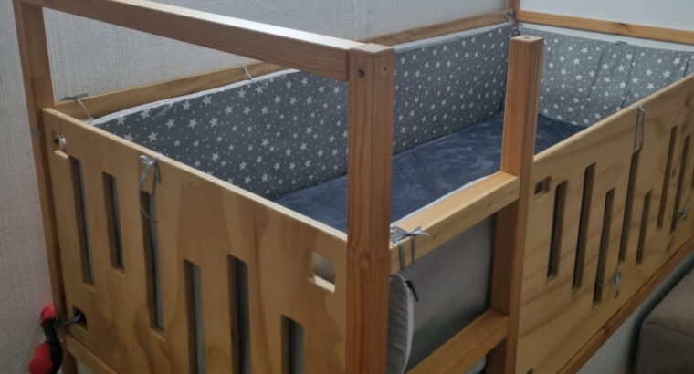 Cama Cuna Reversible Blanco Y Pino