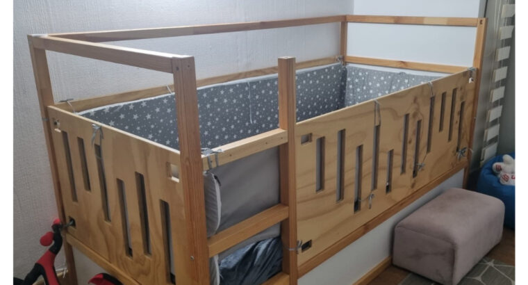 Cama Cuna Reversible Blanco Y Pino