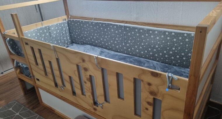 Cama Cuna Reversible Blanco Y Pino