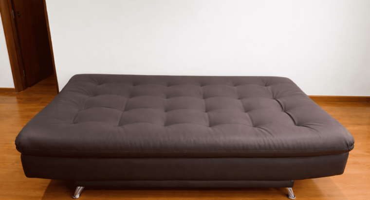 Sofá Cama Marrón De Cuero 3 Puestos