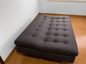 Sofá Cama Marrón De Cuero 3 Puestos