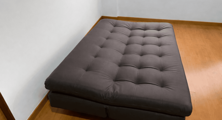 Sofá Cama Marrón De Cuero 3 Puestos