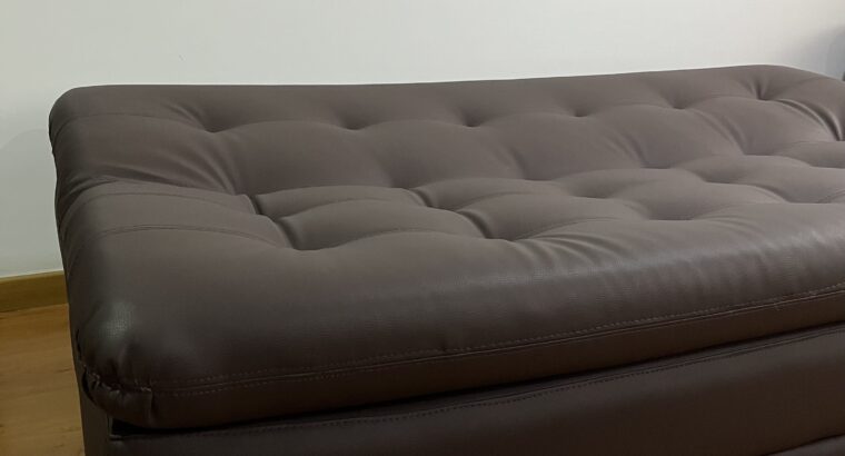 Sofá Cama Marrón De Cuero 3 Puestos