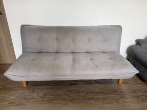 Sofá Cama Tapizado En Tela Color Gris Claro
