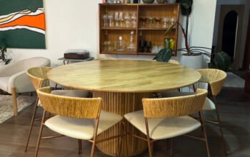 Comedor Redondo De Madera 140cm Con 6 Sillas