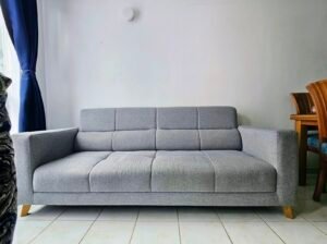 Sofá De 3 Puestos Color Gris Jaspeado