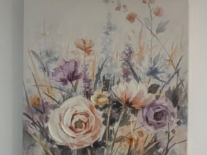 Cuadro Decorativo En Óleo (Rosa Y Violeta)