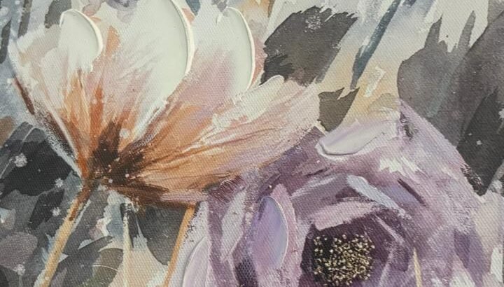 Cuadro Decorativo En Óleo (Rosa Y Violeta)