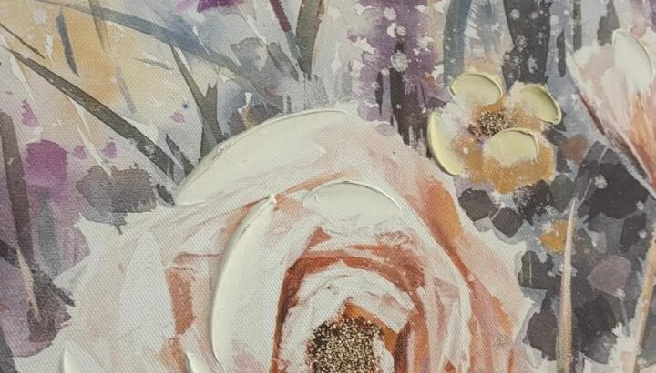Cuadro Decorativo En Óleo (Rosa Y Violeta)