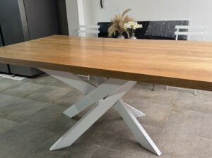 Mesa Comedor Madera Maciza 170×100 Base Metálica
