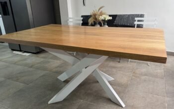 Mesa Comedor Madera Maciza 170×100 Base Metálica