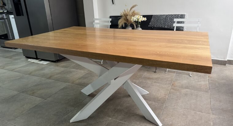 Mesa Comedor Madera Maciza 170×100 Base Metálica