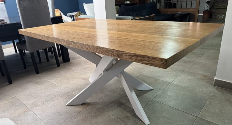 Mesa Comedor Madera Maciza 170×100 Base Metálica