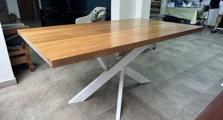 Mesa Comedor Madera Maciza 170×100 Base Metálica